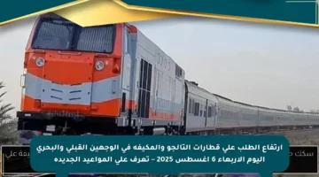 ارتفاع الطلب على قطارات التالجو والمكيفة في الوجهين القبلي والبحري اليوم الأربعاء 6 أغسطس 2025 – تعرف على المواعيد الجديدة
